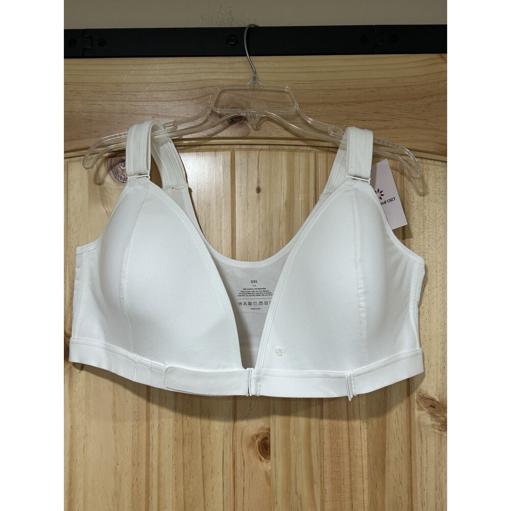 Vera Comfort Wireless Comfort Bra White Size 3XL Cotton Spandex Bland NWT